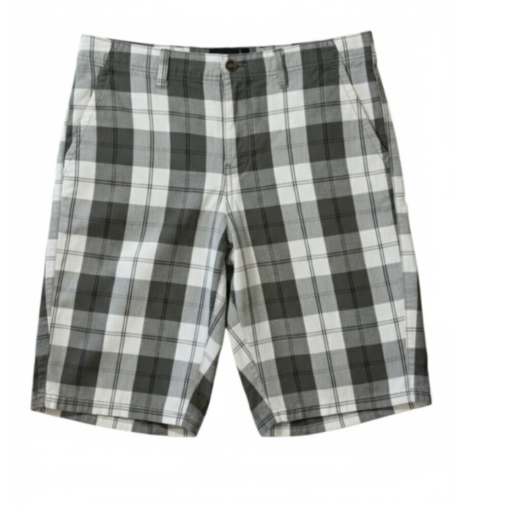 Tony Hawk Black White Flat Front Casual Shorts Cotton Blend Medium